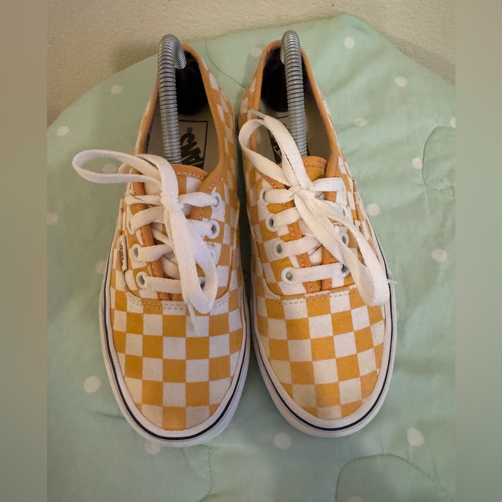 Vans Classic Yellow and White Checkered Sneakers Womens Size 6